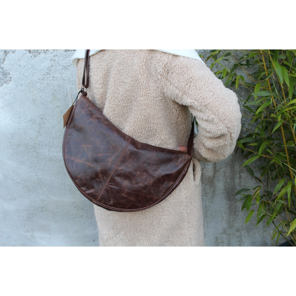Buy The Bobby Large Hobo Brown Scrunchy Women Bag by Odilynch: Unveiling Elegance