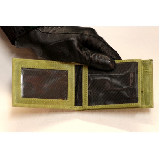 Tiny Wallet Distressed Apple Green Leather