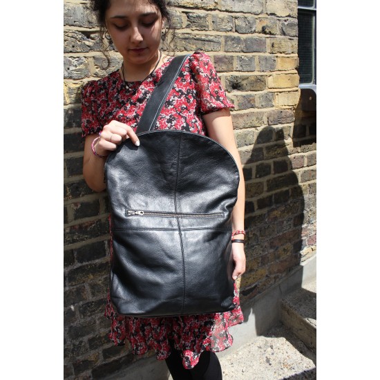Dublin Large Zip Bag Black Leather