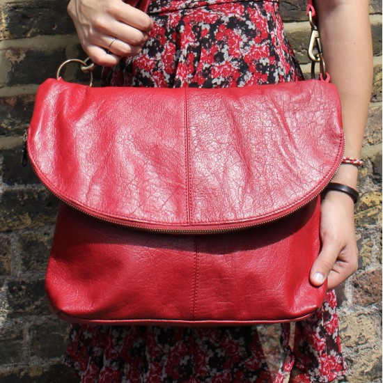 Dublin Large Zip Bag Red Leather