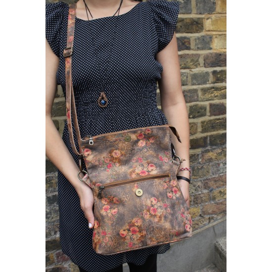 Mini Amelie Foldover Floral Bag no 21 Tan Leather