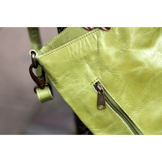 Marina Apple Green Leather Crossbody Bag 