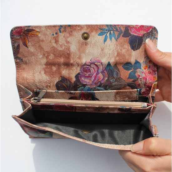 Travel Wallet Floralprint No 14 Leather