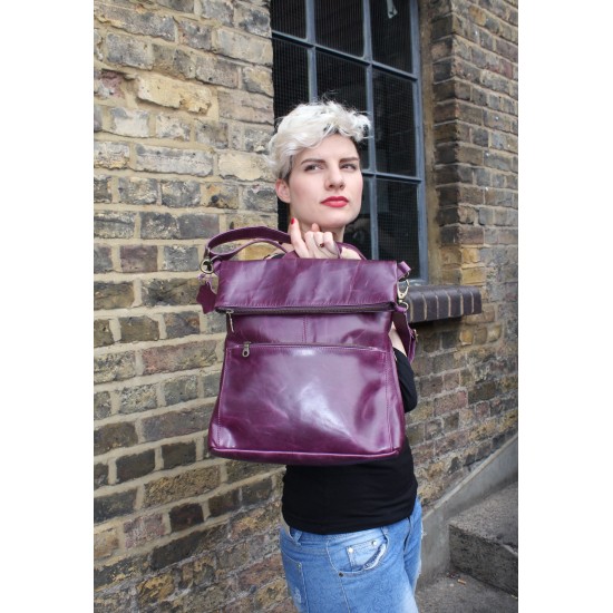 Amelie Rucksack Convertible Purple Leather
