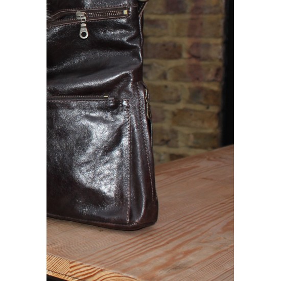 Amelie Convertible Dark Brown Leather Bag
