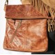 Amelie Messenger Bag Tan Scrunchy Leather