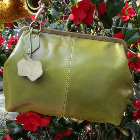 Athina Apple Green Kiss Clasp Frame Bag