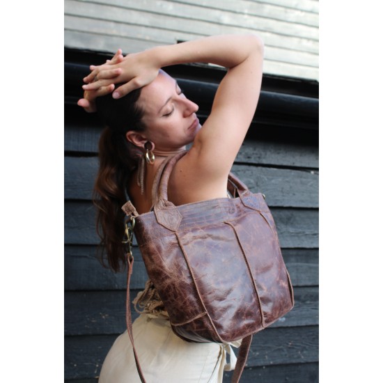 Bach Tote bag Small Brown Scrunchy Leather