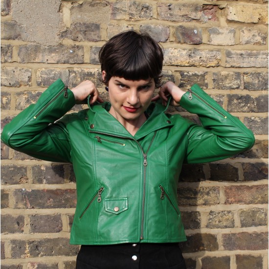 Biker Jacket Irish Green Leather