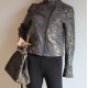 Biker Jacket Gold and Black Turandot Printed Leather