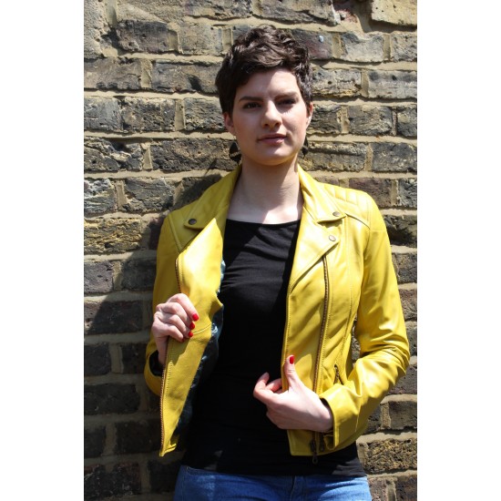 Biker Jacket Yellow Leather