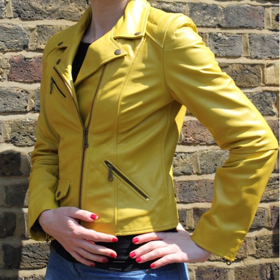 Biker Jacket Yellow Leather