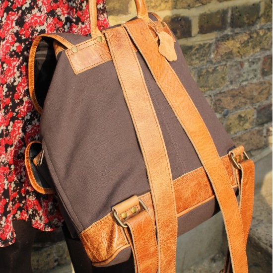 Canvas and Leather Brown Rucksack 