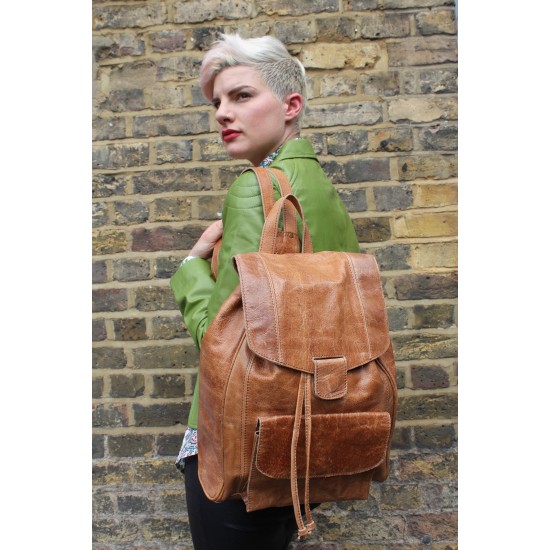 Coolruck Large Rucksack Tan Scrunchy Leather