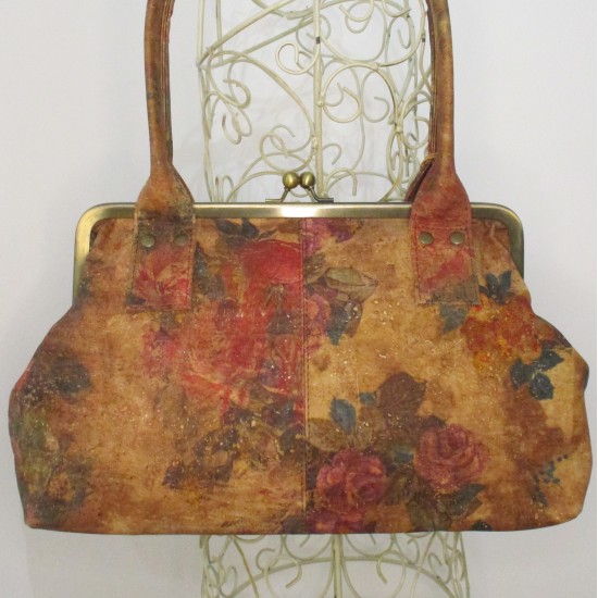 Cork Doris no 14 Floral Printed Clipframe Shoulder Handbag