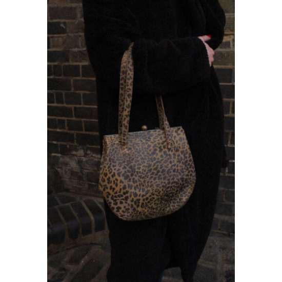 Dolly Clipframe Leopardprint Shoulder Bag Leather