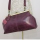 Doris Top Clip Cross Body Purple Leather Handbag