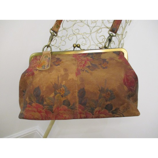 Doris Claspframe Handbag Dark Floralprint Long Strap