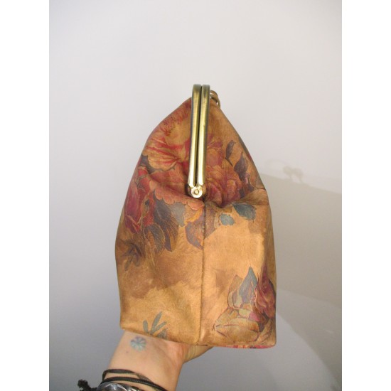 Doris Claspframe Handbag Dark Floralprint Long Strap