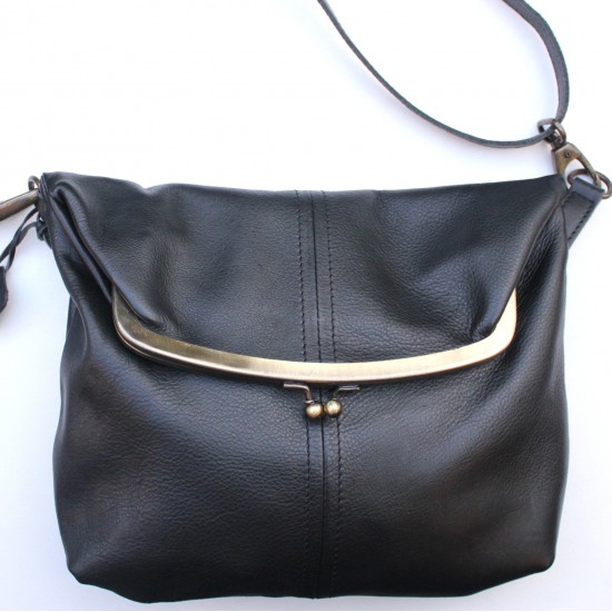 Dublin Medium Clip Bag Black Leather