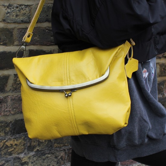 Medium Foldover Clipframe Bag Yellow