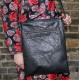 Messenger Fold over Black Leather Crossbody Bag