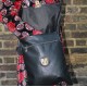 Envelope Messenger Foldover Black Leather Crossbody Bag