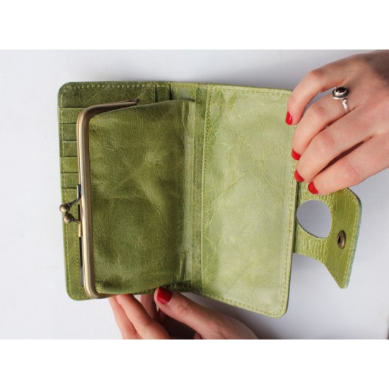 Large Wallet Apple Green Leather