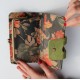 Large Wallet Green & Flowers Leather