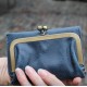 Evanna Clip Wallet Navy Blue Leather