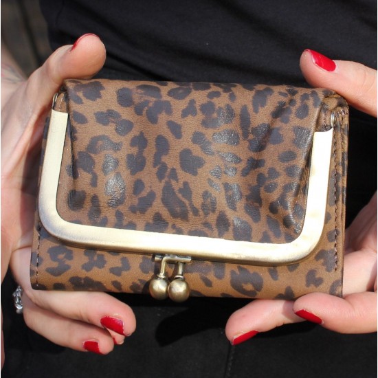 Evanna Clip Wallet Leopard Print Leather