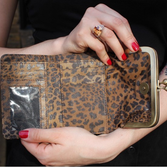 Evanna Clip Wallet Leopard Print Leather