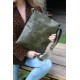 Envelope Messenger Bag Foldover Pushthrough Olive Green Leather