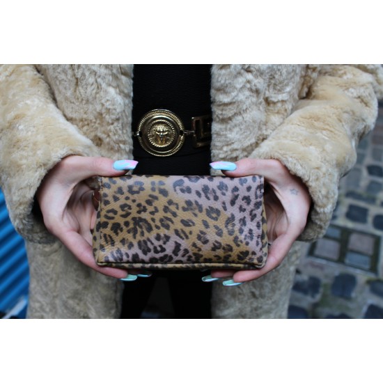 Francesca Pouch Makeup Bag Leopardprint Leather