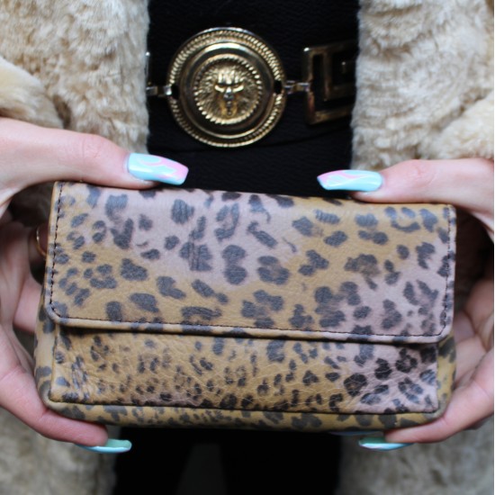 Francesca Pouch Makeup Bag Leopardprint Leather