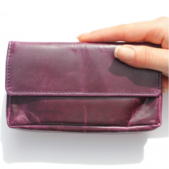 Francesca Pouch Wallet Purple Leather