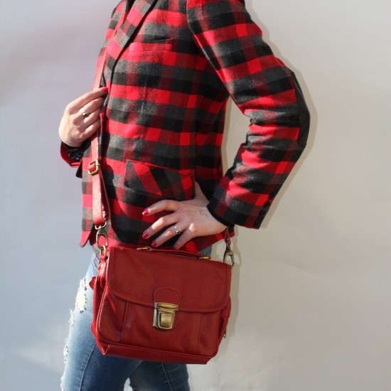 Funky Bag Red Leather Mini Satchel