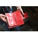 Large Clip Wallet Red Leather