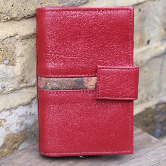 Fifi Leather Wallet in Red with Floral