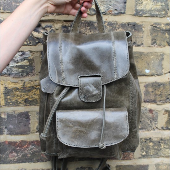 Coolruck Small Rucksack Olive Green Leather