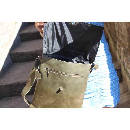 Messenger Bag Twister Bag Olive Green Leather