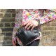 Evanna Clip Bag With Floor Black Leather