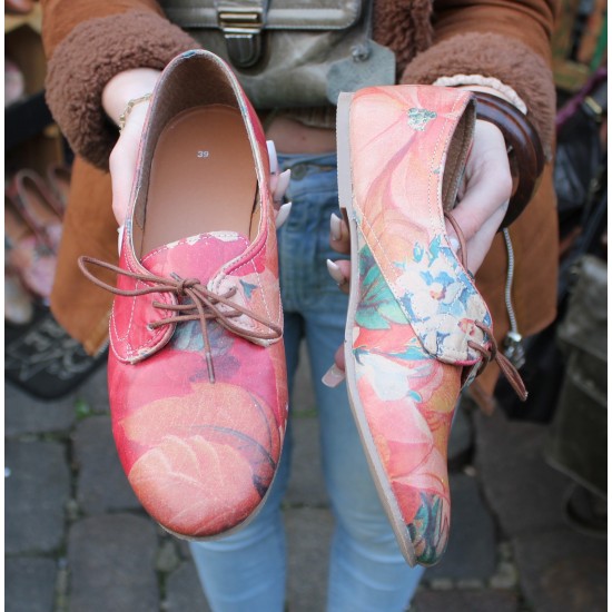 Shoes French Pink Floral Print Leather