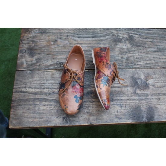 Shoes Warm Floral Print No 14 darker Leather
