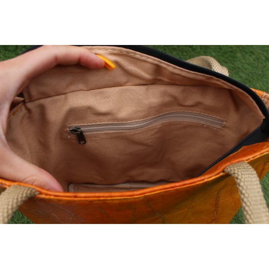 Teakleaf Leafleather Orange Vegan Small Shopperbag