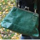 Doris Dark Green Leather Kisslock Crossbody Handbag