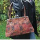 Doris Dark Floral Print Clip Bag Leather