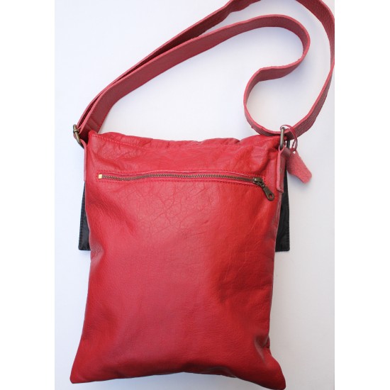 Messenger Large Red Leather Bag Pushlock