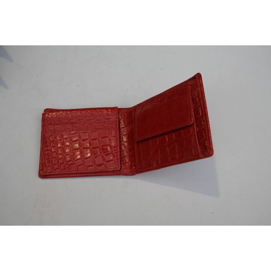 Alberta Red Crocodile Print Leather Wallet 