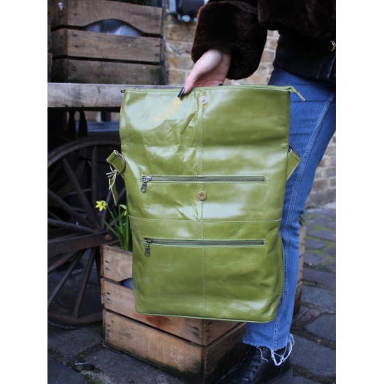 Belgian Zip Convertible Apple Green Leather